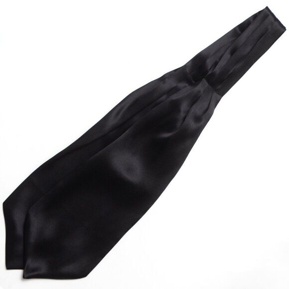 Silk Men's Cravat Ascot Gift Box A218 gift for‎ him Black NWT - Picture 6 of 7